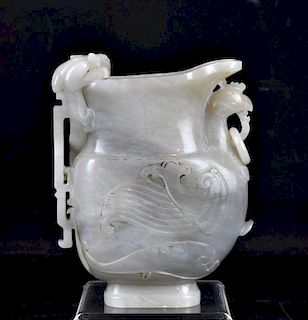Carved Jade Pitcher with Dragon Handle
