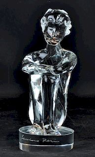Loredano Rosin Clear Glass Sculpture of a Boy