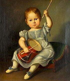 American 19th C. Painting of The Drummer Boy O/C