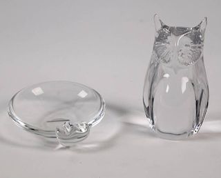 2 PIECE MISCELLANEOUS LOT OF FRENCH SIGNED CRYSTAL