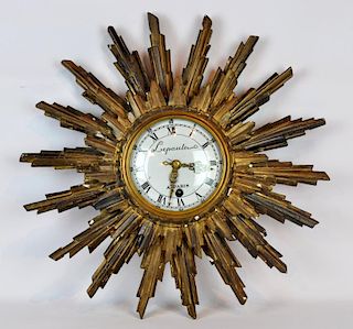 French Lepaute Clock Gilt Sunburst Frame