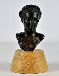 Bronze Grand Tour Bust on Stone Base 19/20th C.