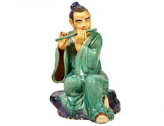 Chinese Glazed Large Terracotta Figure