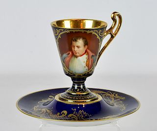 Royal Vienna Napoleon Cobalt Cup & Saucer