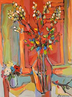 Isaace Maimon Vase of Flowers Still Life O/C