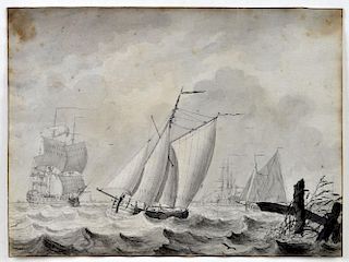 Cornelis Thim Dutch 18th C. Drawing