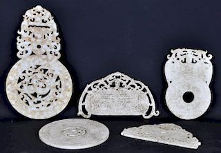 5 Chinese White Stone Carvings