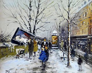 Paul Renard "Winter City Scene" O/B