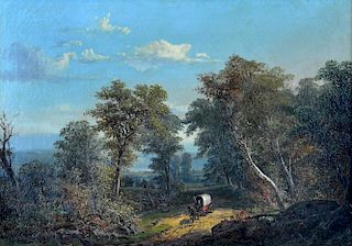 Paul Weber Landscape with Covered Wagon O/C