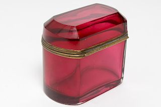 Cranberry Glass & Ormolu-Mounted Trinket Box