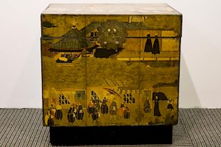 Japanese Papered Wooden Trunk