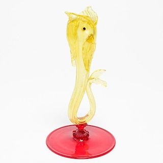 Venetian Glass Dolphin Sculpture, in Yellow & Red
