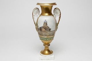 Old Paris Porcelain Urn with Cameo Handles