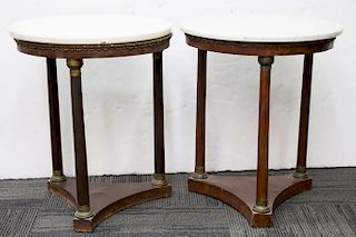 Empire Gueridon Tables, Wood & Marble-Top, 2