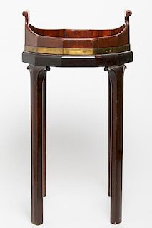 Vintage Bucket Stand, Mahogany & Brass, Dodecagon