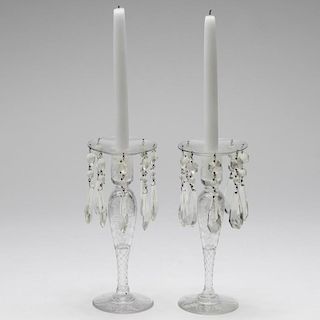 Pairpoint-Style Wheel-Cut Crystal Candlesticks, 2