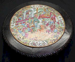 Unusual Antique Rose Famille Table Top.