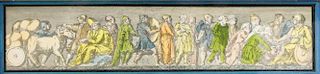 Hand-Colored Neoclassical Frieze Etching-Unsigned