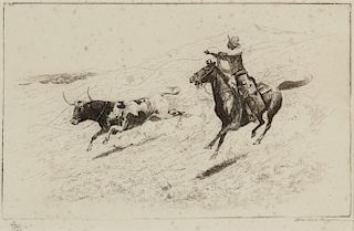 Roping a Steer by Edward Borein