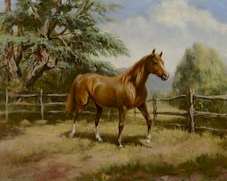 Ranch Horse in Corral by Olaf Wieghorst