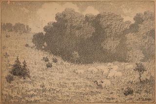 Untitled (Pastoral Drawing) by William R. Leigh