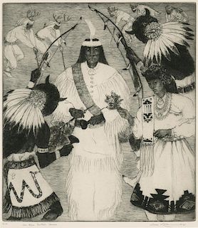 San Felipe Buffalo Dancers by Gene Kloss