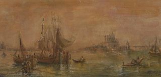 Untitled (Venetian Harbor) by Thomas Moran