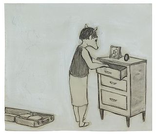 * Kojo Griffin, (American, b. 1971), Untitled (Woman at dresser w/suitcase), 2002