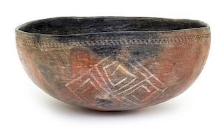 A Central Arizona Prehistoric Ancestral Pueblo Bowl Height 7 x diameter 14 1/4 inches