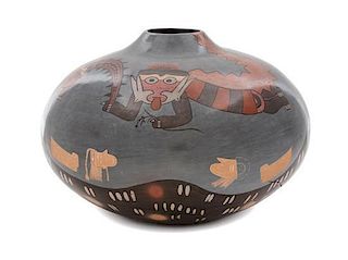 A Lucho Soler (Peruvian, 20th Century), Pueblo Style Jar Height 8 1/2 x diameter 10 1/2 inches