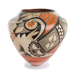 A C. Poncho (20th Century), Acoma Polychrome Jar Height 12 1/2 x diameter 13 1/4 inches