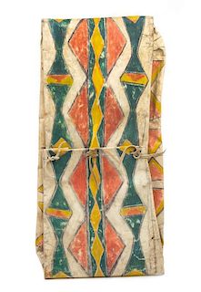 A Northern Plains/Plateau Polychrome Parfleche Height 30 x width 14 1/4 inches