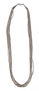A Southwestern Liquid Silver Necklace Length 25 inches