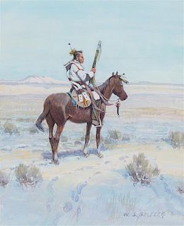W. Steve Seltzer, (American, b. 1955), Mounted Indian