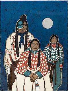 Kevin Red Star, (American, B. 1943), Crow Indian Family