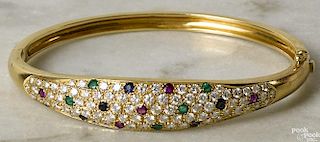 18K yellow gold and diamond bangle bracelet