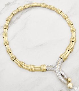 18K yellow gold and diamond necklace