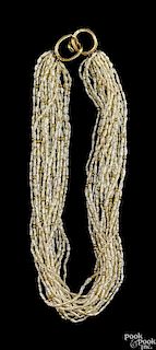 Multi-strand rice pearl necklace