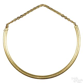 18K yellow gold choker bar necklace with chain