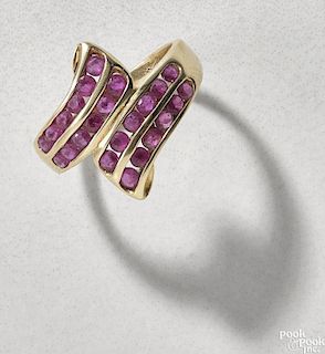 14K yellow gold and ruby ring