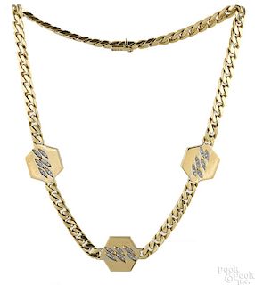 18K yellow gold and diamond choker necklace