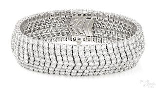 Platinum and diamond seven row chevron bracelet