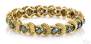 18K yellow gold and turquoise bracelet