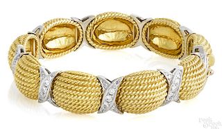 18K yellow gold platinum and gold bracelet