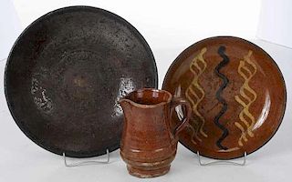 Three Pieces Lead Glazed Earthenware