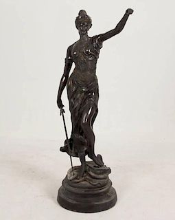 LARGE BRONZE SCULPTURE OF LADY JUSTICE