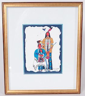 Francis Yellow (Lakota, 20th century) Ledger Drawing