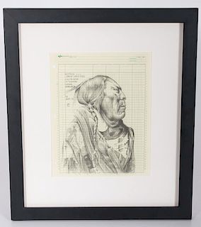 Chris Pappan (Kaw / Osage / Lakota, b. 1971) Ledger Drawing