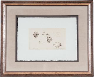 Frank Howell (America, 1937-1997) Lithograph, Five Chinle Women