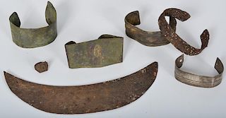 Collection of Trade Items: Armbands, Gorget, and Ring, From the Collection of Roger Mussatti, Michigan